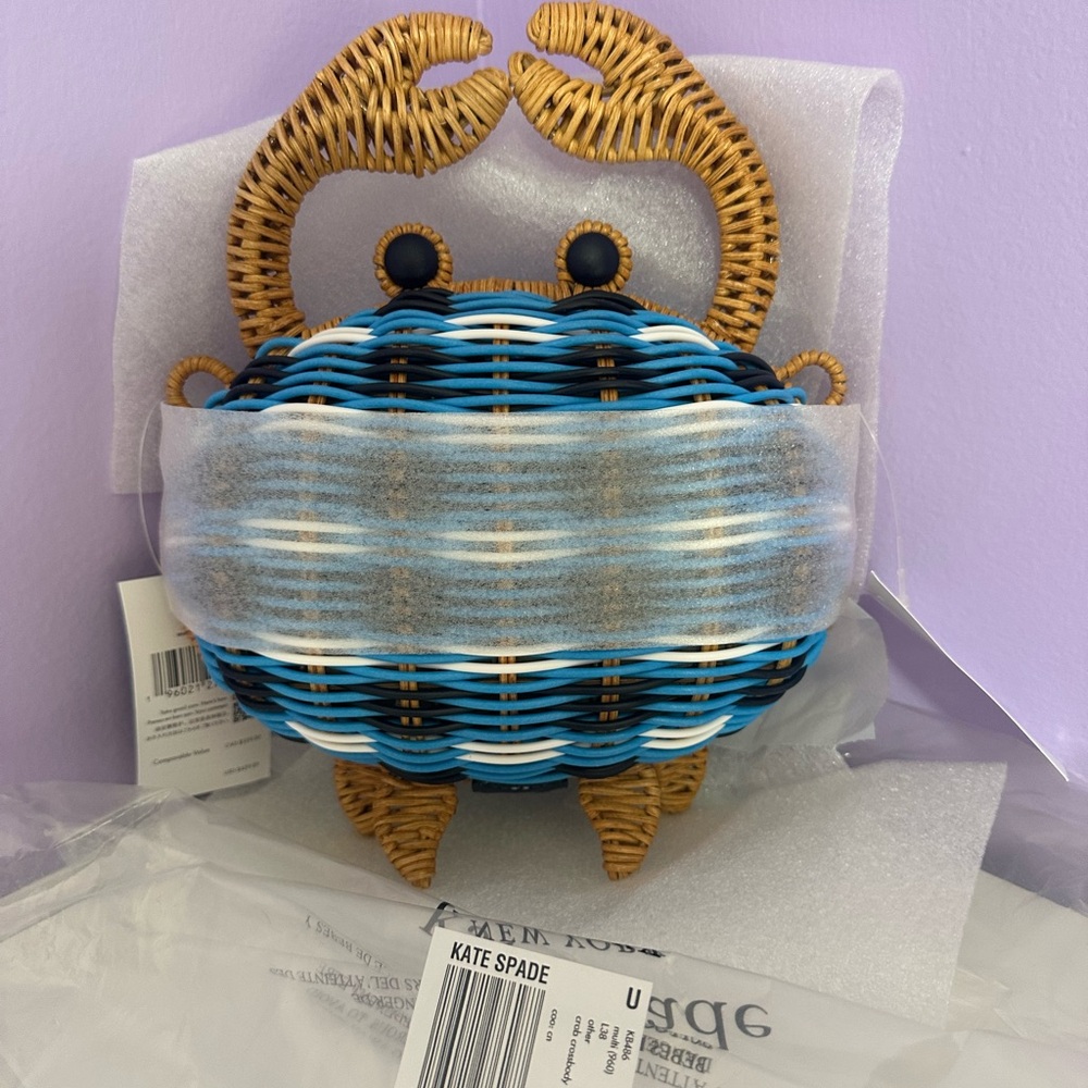 Nwt Kate spade pinch me crab wicker crossbody bag - Picture 5 of 8